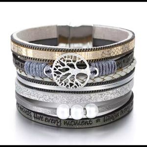 Inspirational multilayer faux leather bracelet